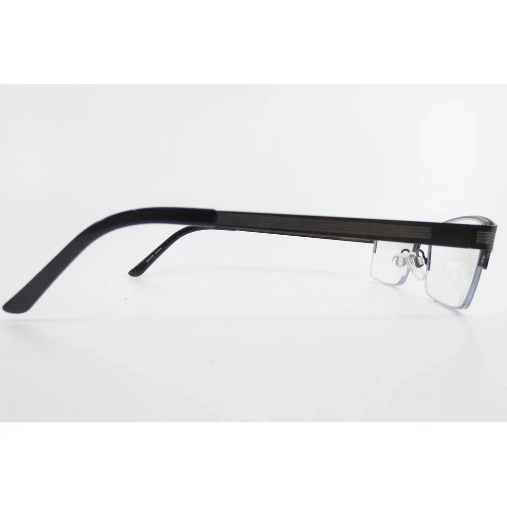Tempo MR0001 GM Gunmetal Semi Rimless Rectangular Eyeglass Frames 58-18-150